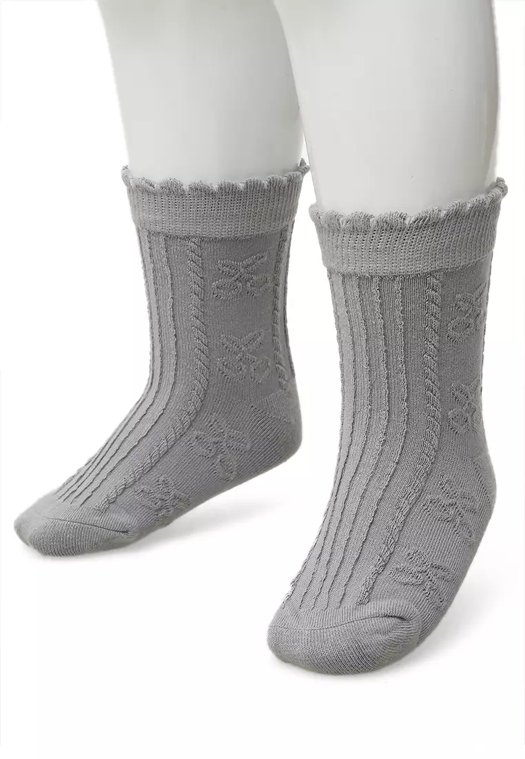 Candie Kaos Kaki Anak Wanita Motif Cherry Children's Socks Comportable Material Cotton ORIGINAL - Gray