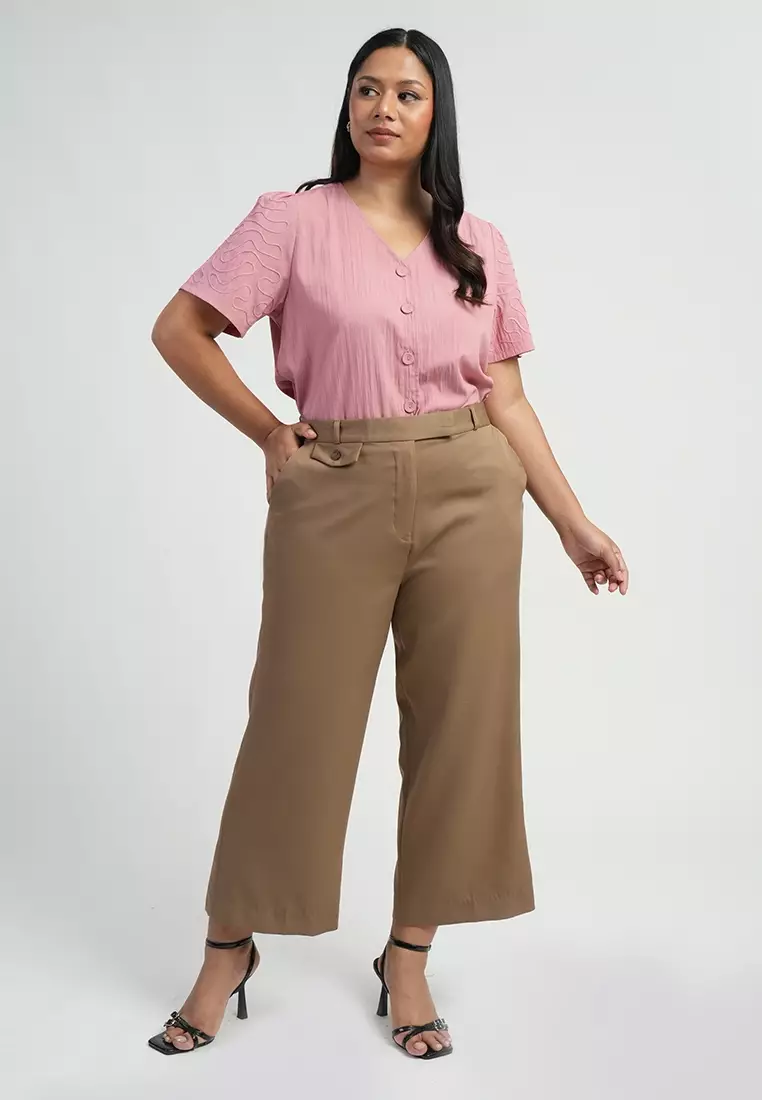 Milly Plus Size Llavina High waist Wide-Leg Trouser Pants