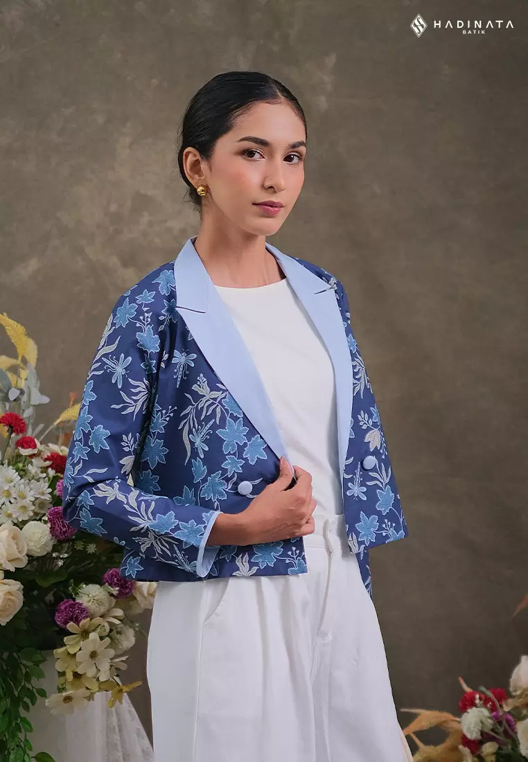 Hadinata Batik Premium Blazer Wanita Vidalea Navy