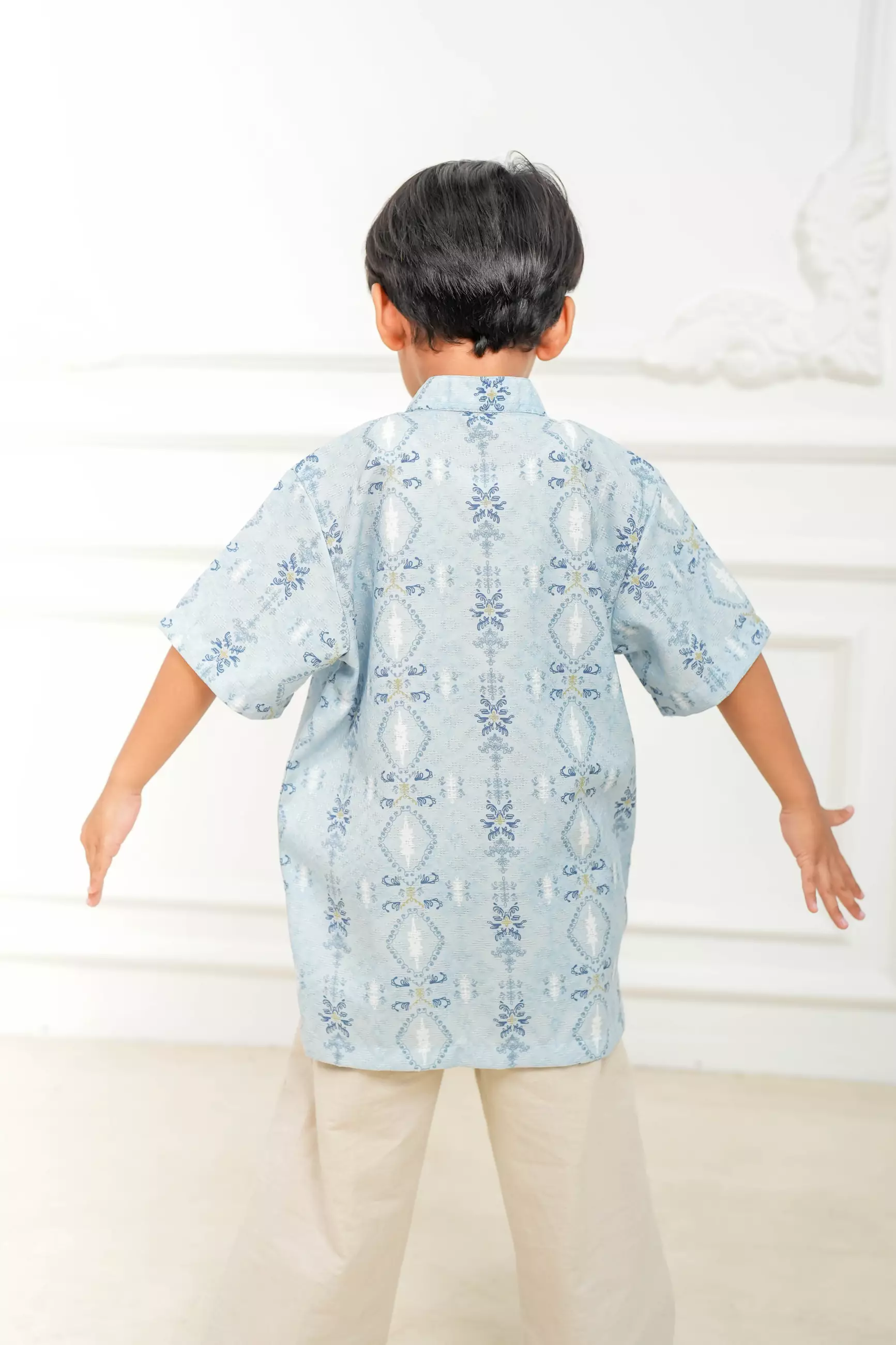 Sarimbit Arunika Sky Blue Pria  Kemeja Koko Anak Lengan Pendek Regular Fit Furing