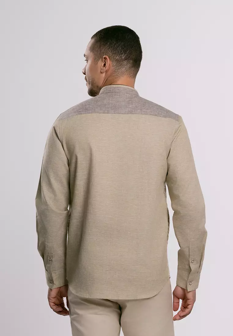 MOC - Kemeja Koko Lengan Panjang Pria Bilal - Khaki