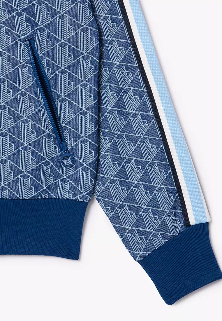 Monogram Jacquard Zip Front Hoodie