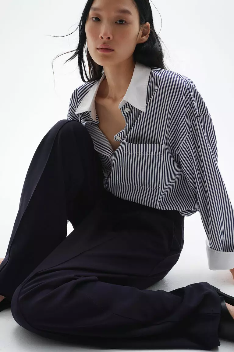 High-waisted tailored trousers