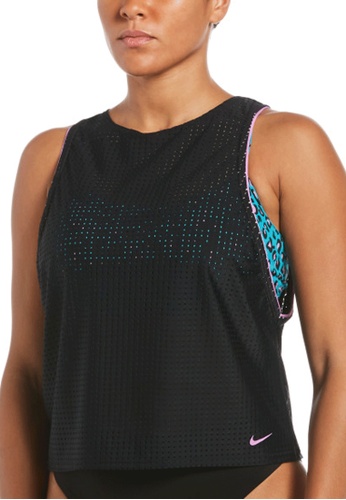 Nike black and blue Nike Swim Women's Cheetah Convertible Layered Tankini 1DAA8US4194954GS_1