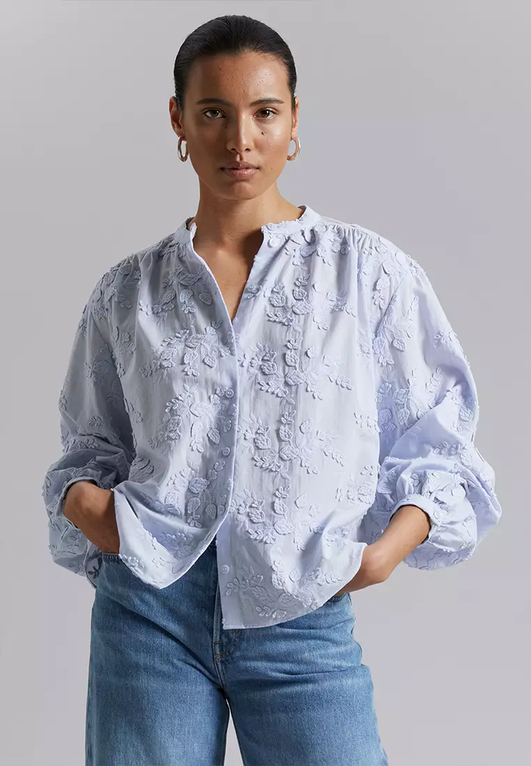 Stand collar blouse deals