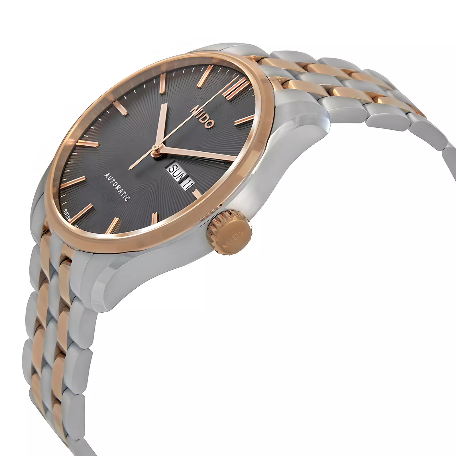 Jam Tangan Pria MIDO Belluna II M0246302206100 Men Anthracite Black Dial Dual Tone Stainless Steel Strap