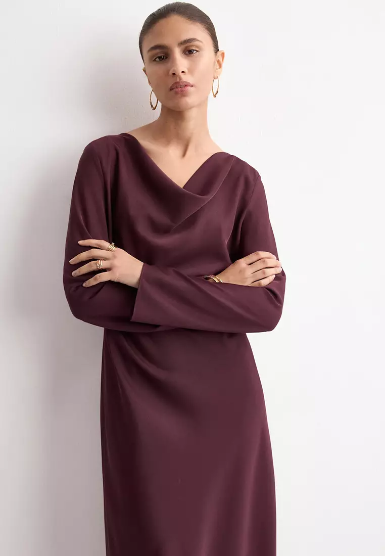 Long Dress With Draped Neck
