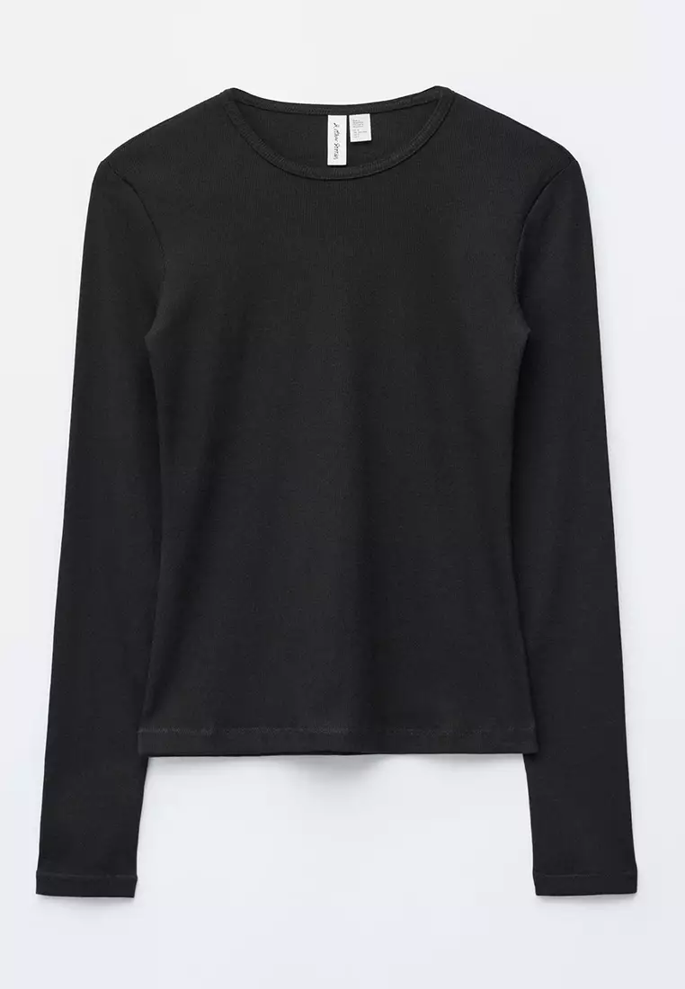Ribbed Long-Sleeves Top