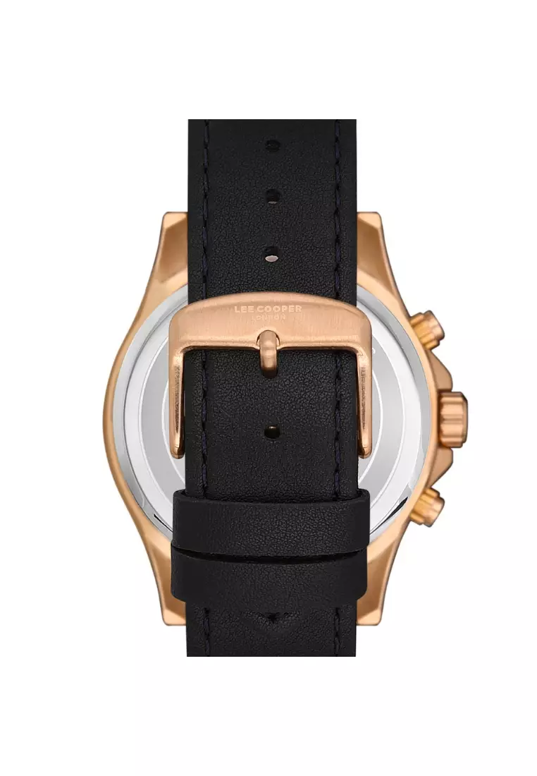 Mens rose gold watch leather band sale