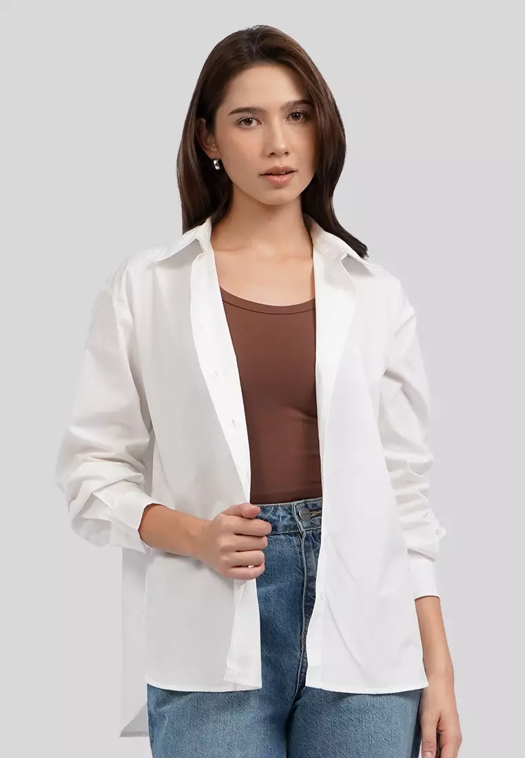 Hi-Low Long Sleeve Oversized Shirt