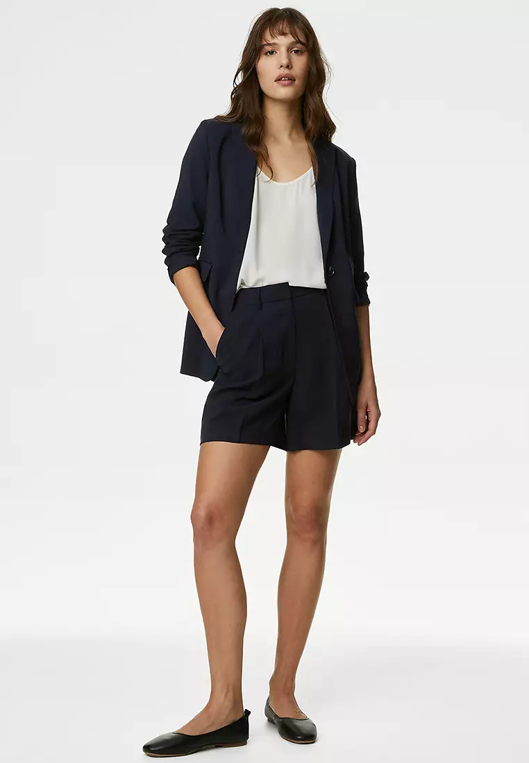 High Waisted Pleat Front Shorts