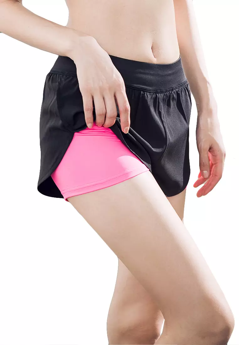 Buy YG Fitness Two-Layer Quick-Drying Running Fitness Yoga Shorts