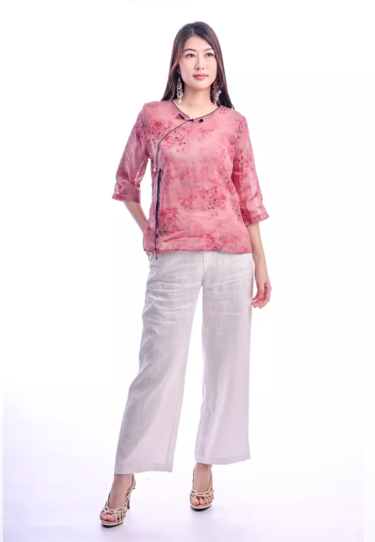 East India Company -Kay, Normal Waist Wide-Leg Linen Pants