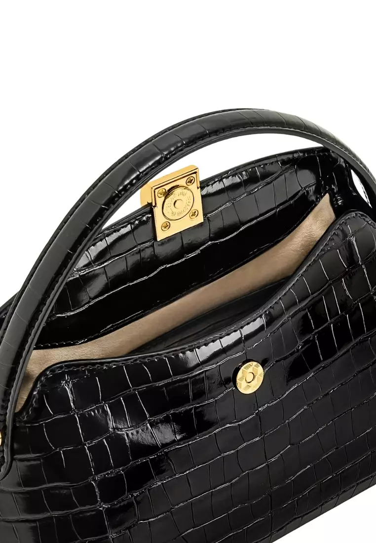 Talia Top Handle Bag - Black Croc