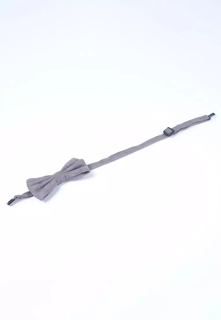 Dasi kupu kupu bowtie wedding bahan suede / beludru abu-abu