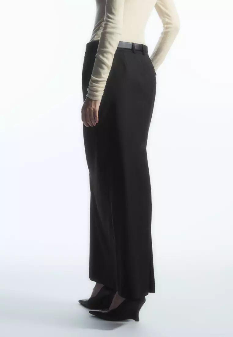 Wool Column Maxi Skirt