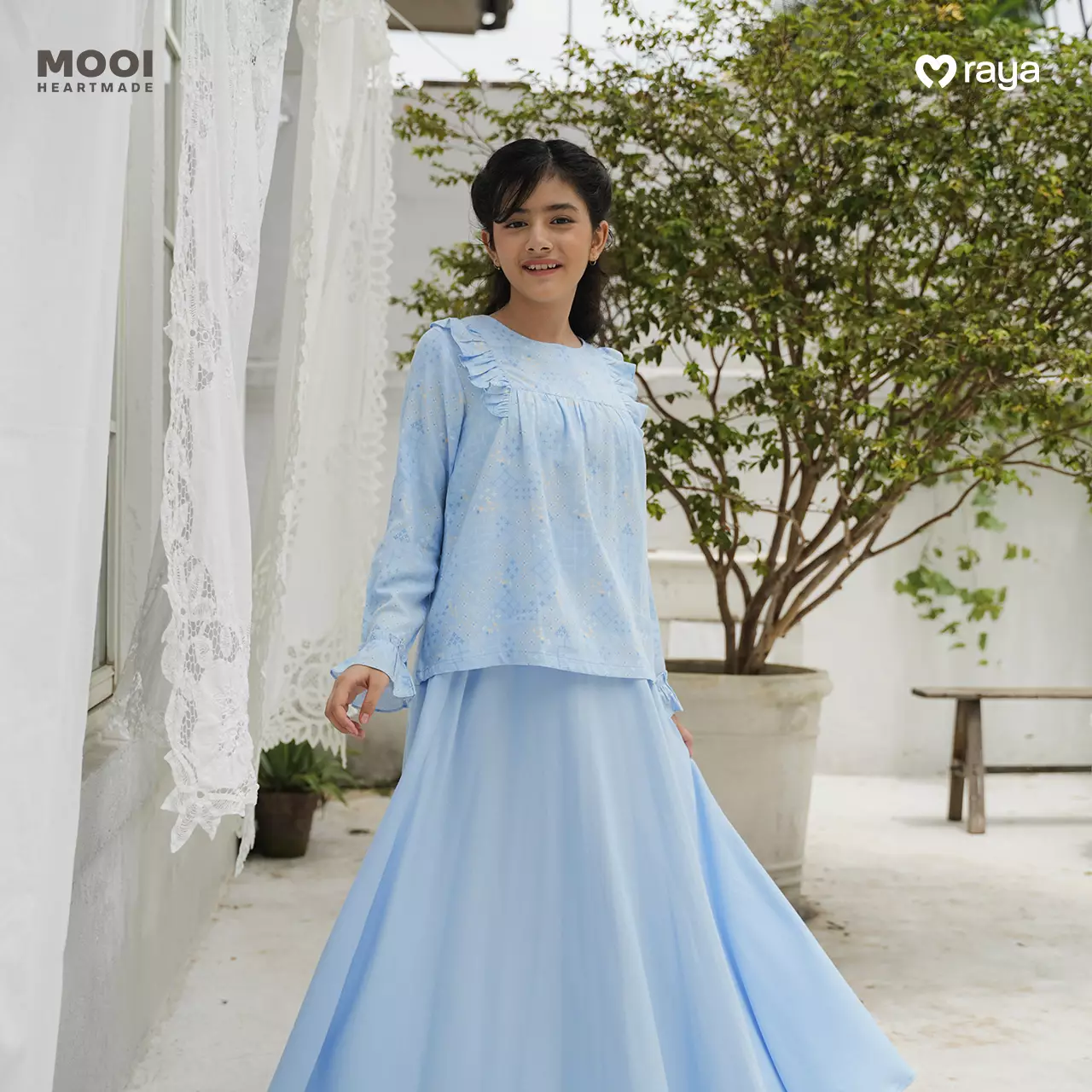 Mooi Setelan Anak Perempuan Raya Collection Nayra Tunik Set Zeina Series - White