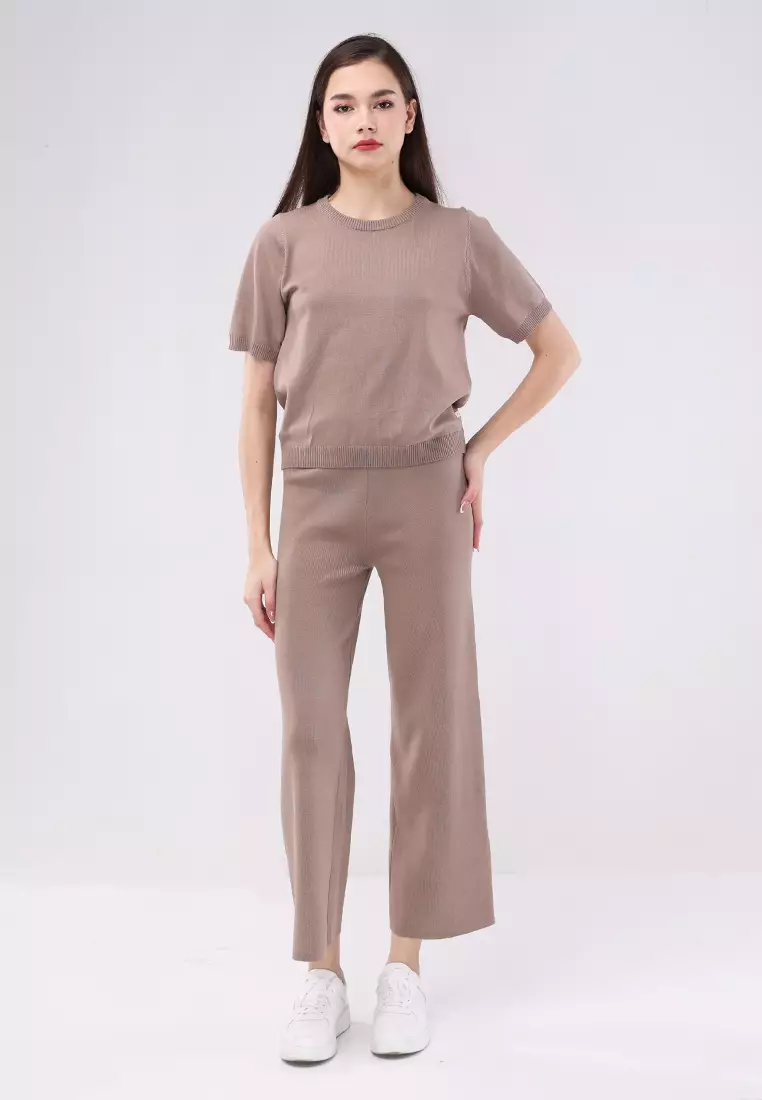 Knitted Short Sleeve Tops/Pants Terno