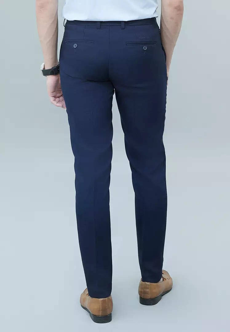 Johnwin - Celana Formal - Celana Pria - Navy - Polyester - Slim Fit - F.1023.010.127.C