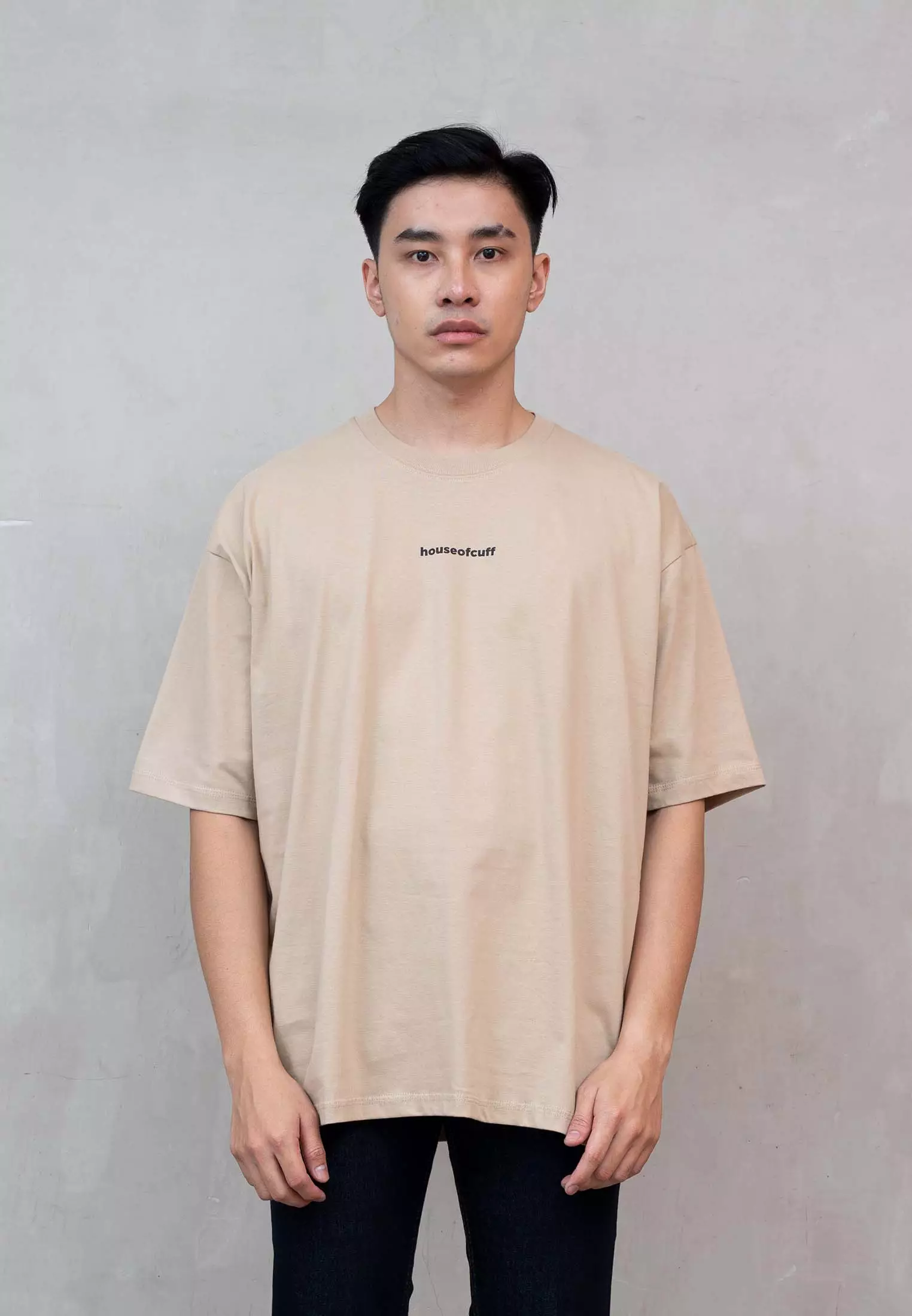 Houseofcuff Kaos Oversized T-shirt Pria Unisex Tebal Oversize Krem