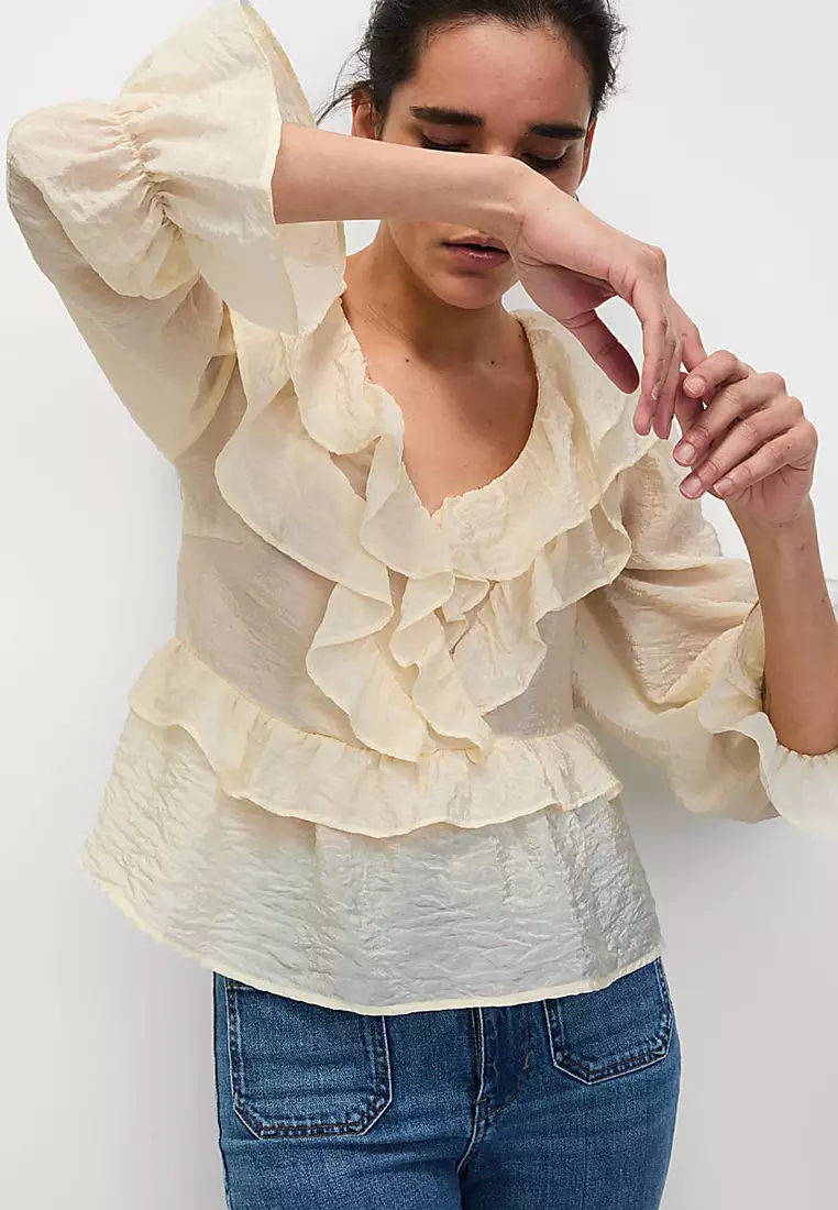 V-Neck Frill Detail Blouse