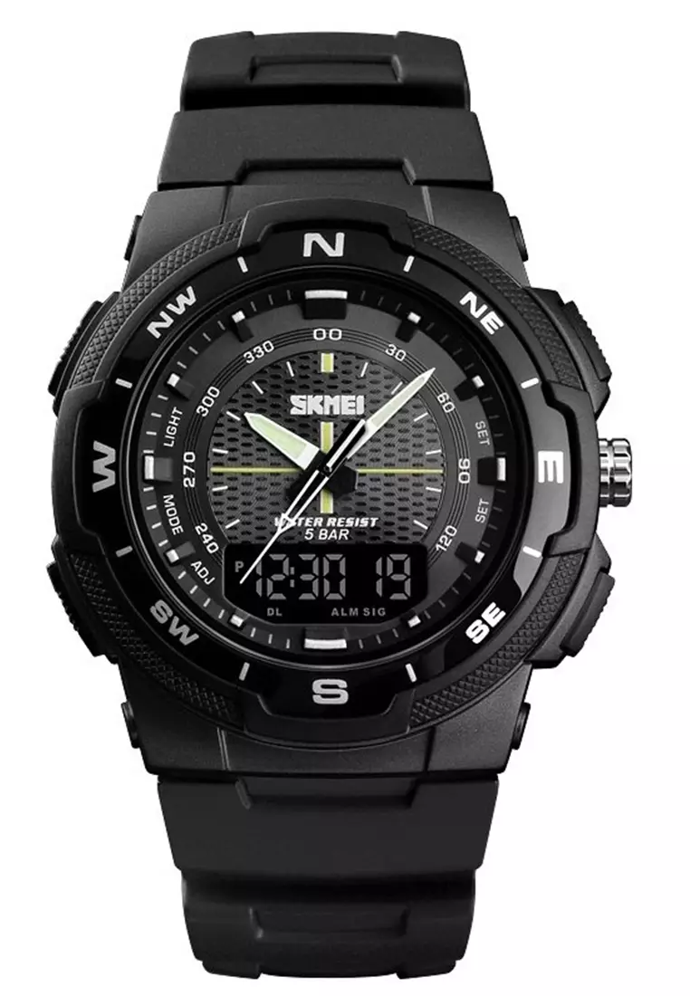 Jam Tangan Kasual Analog Digital Pria Waterproof Strap Tali Material PU PP02 ORIGINAL