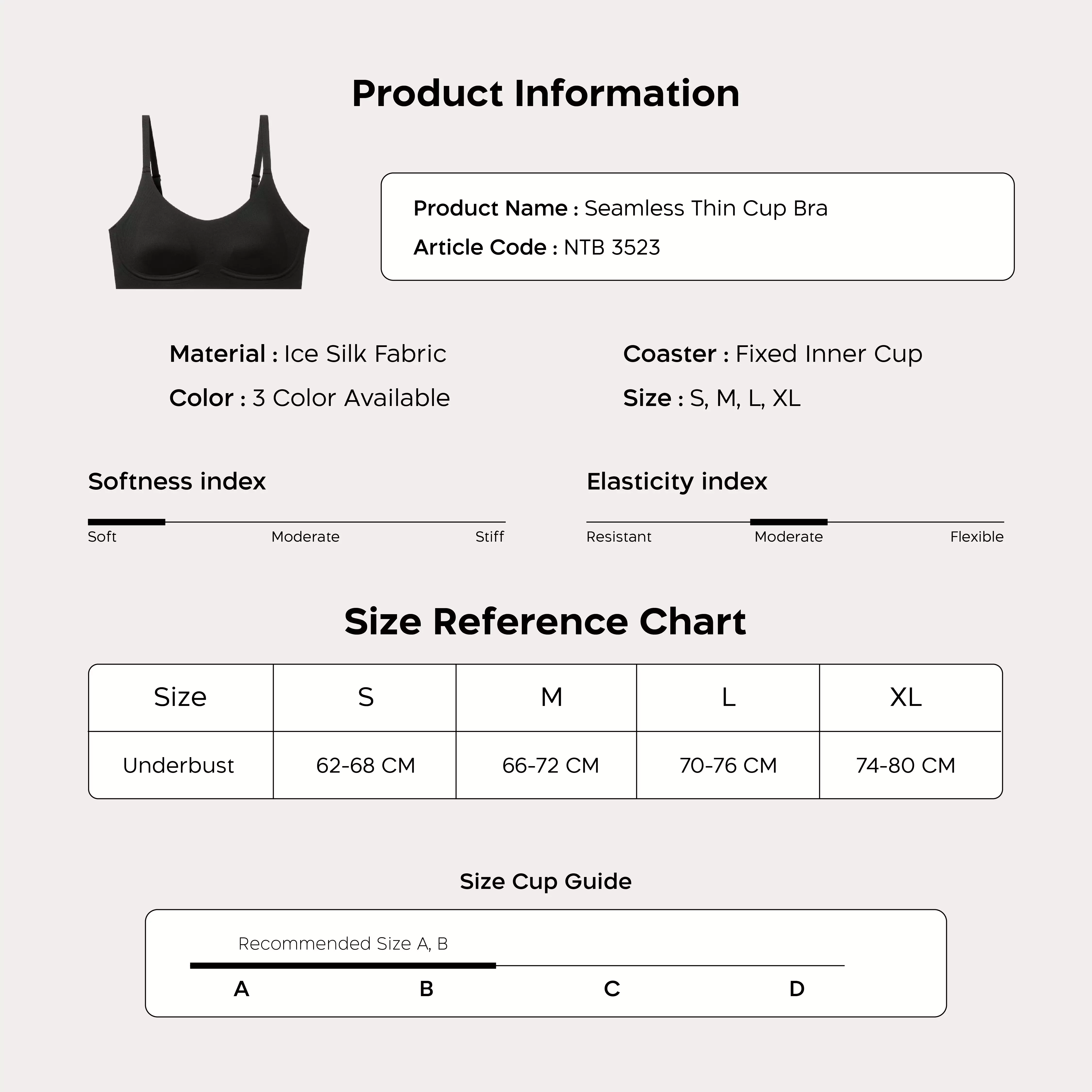 Nathalie Wire Thin Seamless Bra NTB 3523 - Baeige