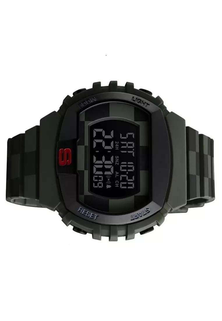 Jam Tangan Digital Sporty Pria Waterproof ABS PU Strap Transparent Resin PB67 ORIGINAL