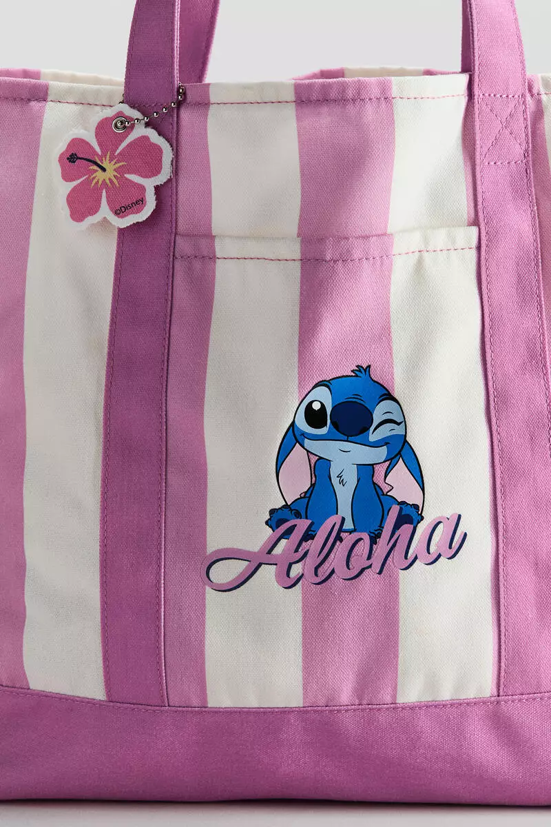 Print-motif canvas tote bag