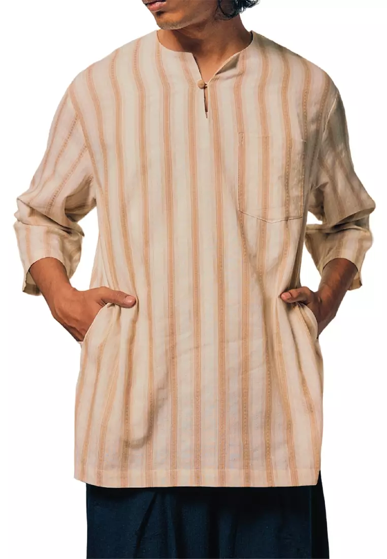 UMMA Indera Kurta Bakawali Raya 2024 in Stripe Brown