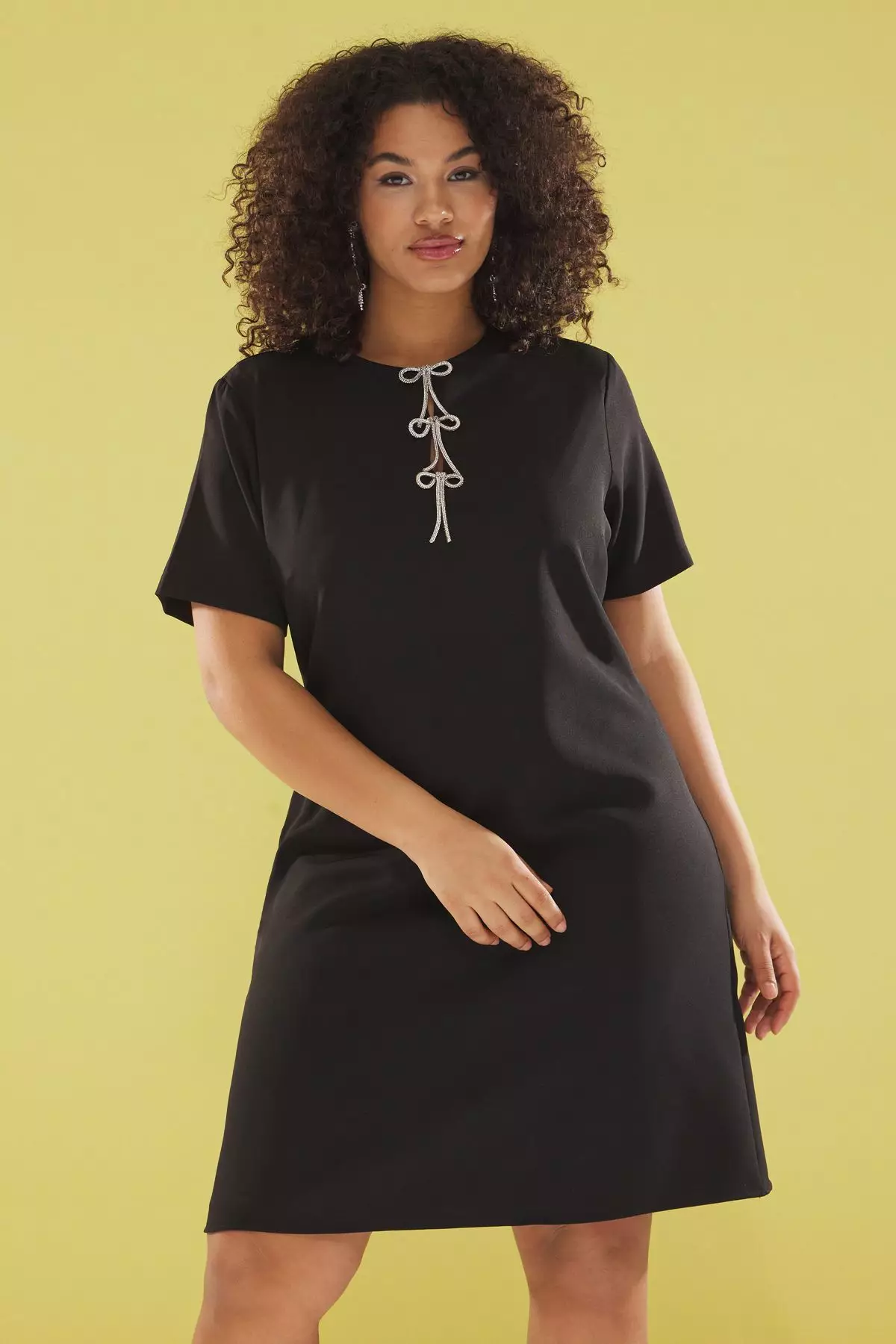 Plus Size Ribbon Mini Dress
