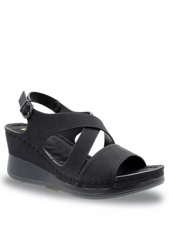 Casual black wedge sandals top