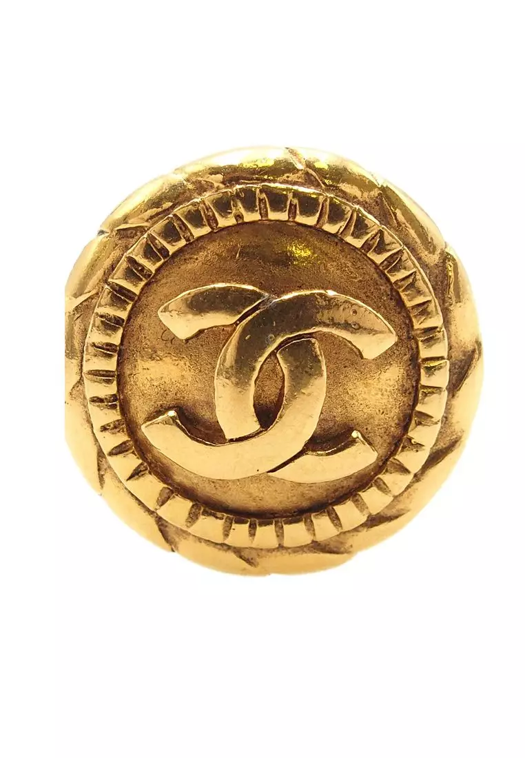 Pre-Loved Chanel Cc Gold Plated Round Clip On Earrings