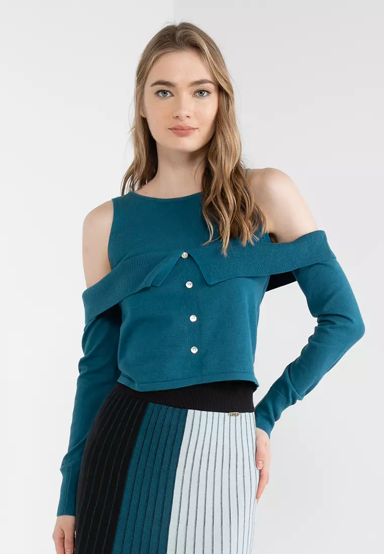 Elle cold shoulder top new arrivals