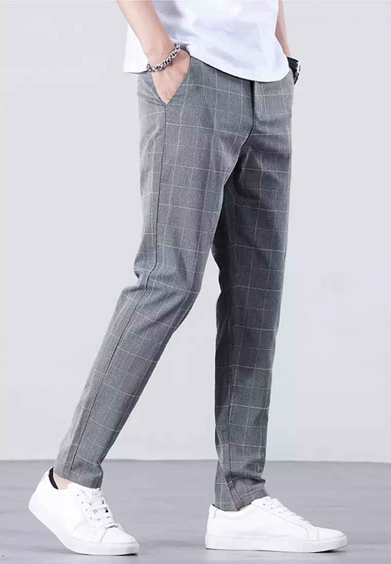 Checked Slim Fit Suit Pants