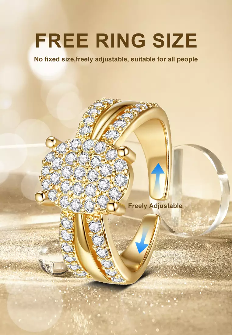 Cincin Wanita R035 Titanium Anti Luntur Free Size Perhiasan