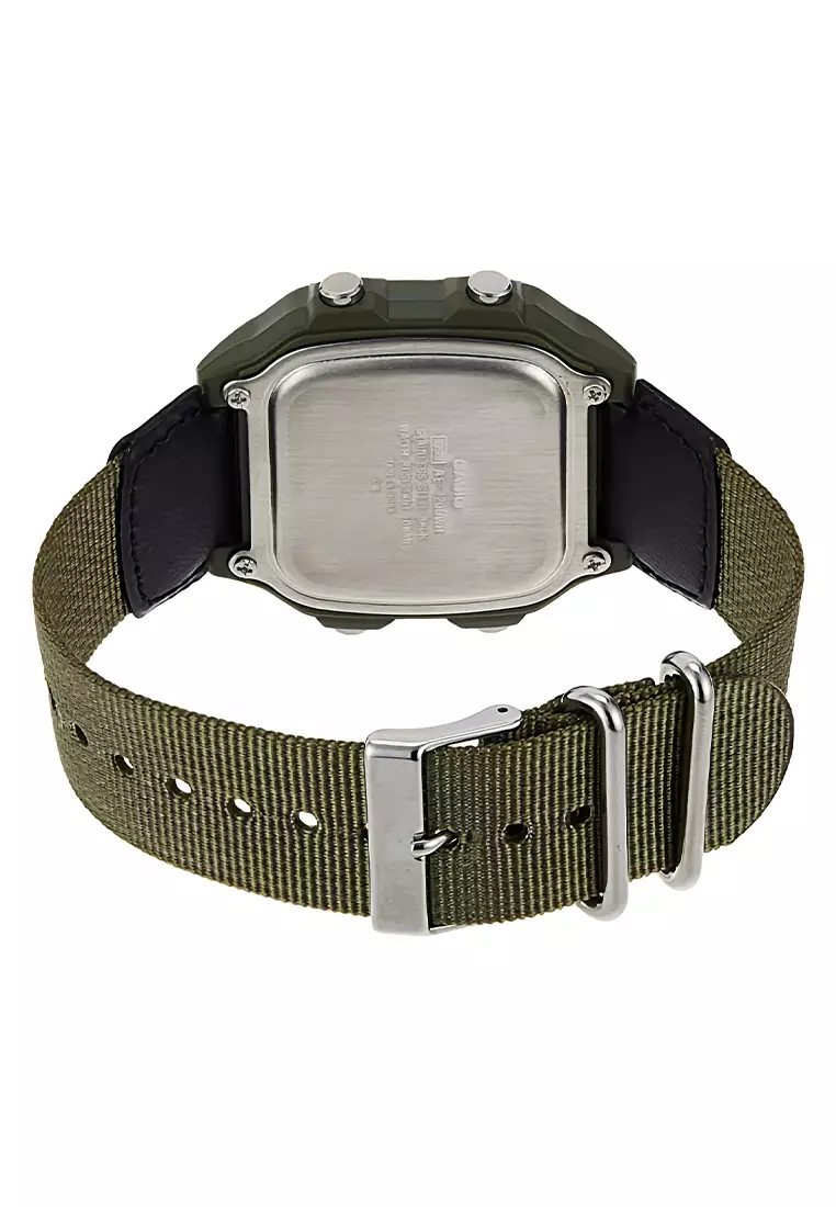 Casio - Jam Tangan Pria - Green - Canvas Strap - AE-1200WHB-3BVDF