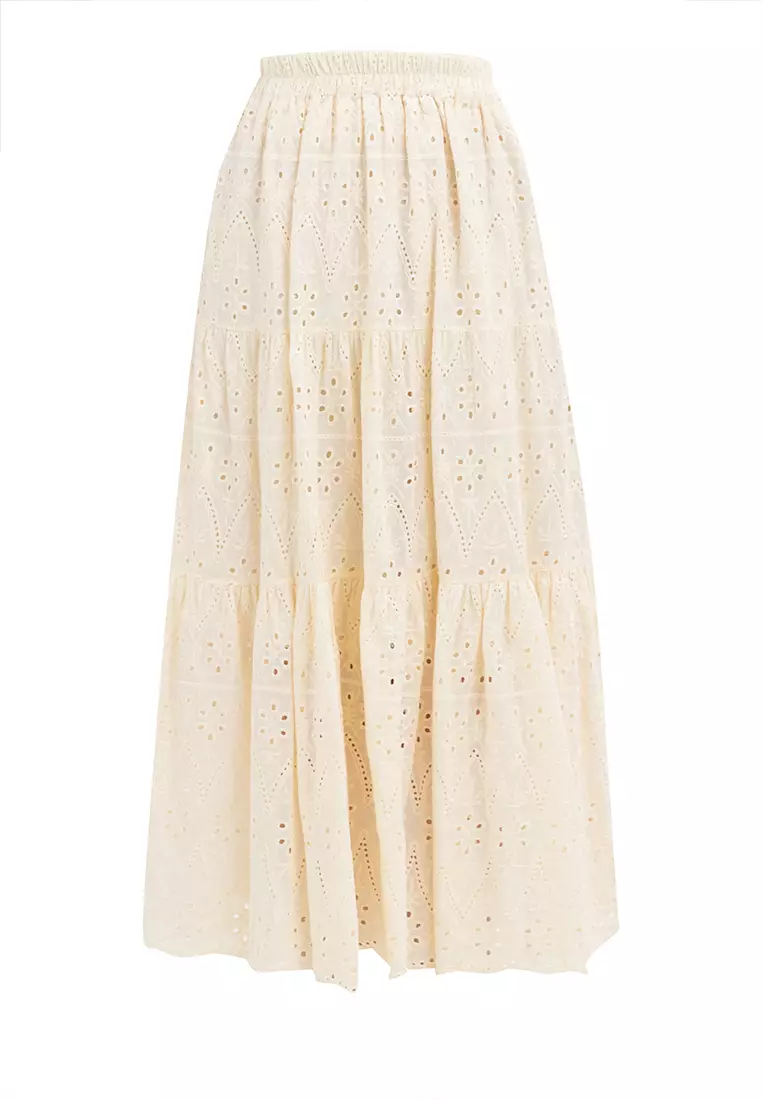Ella Eyelet Long Skirt