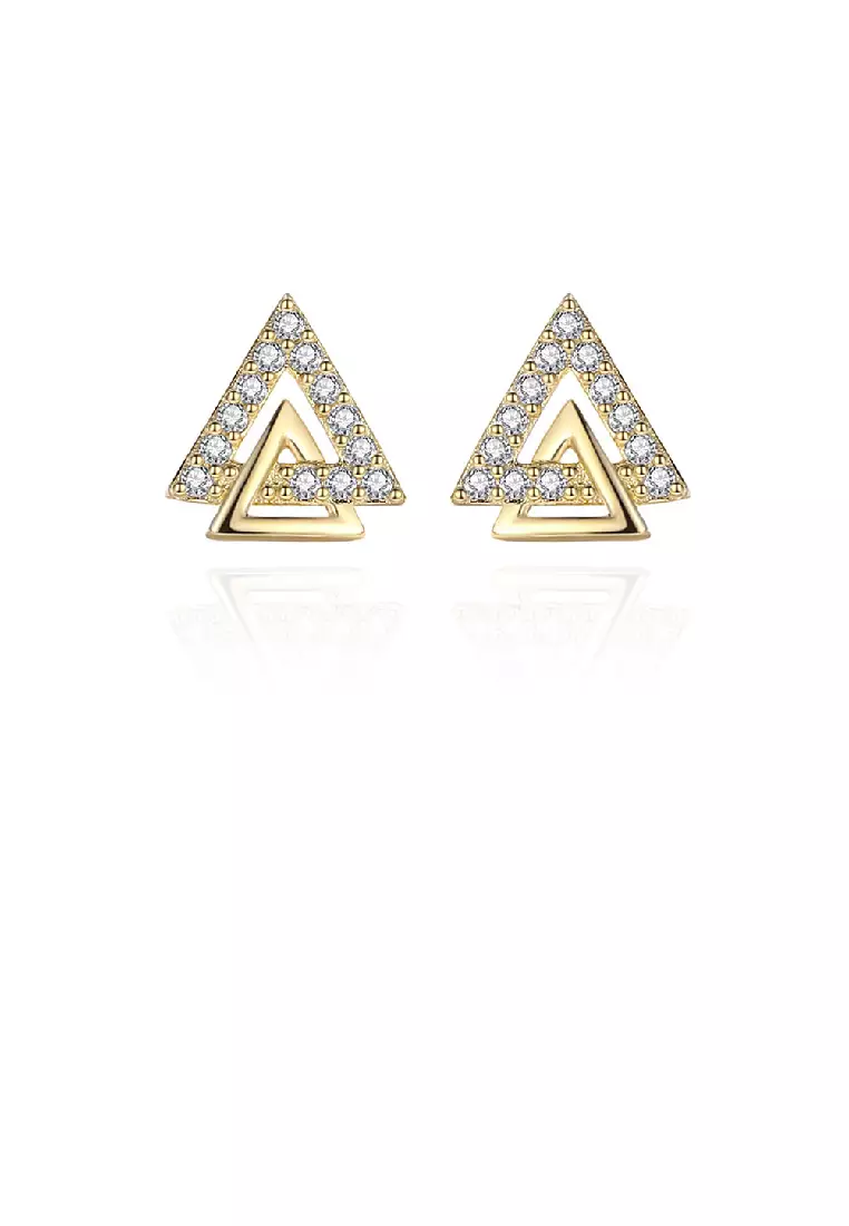 Gold triangle outlet earrings studs