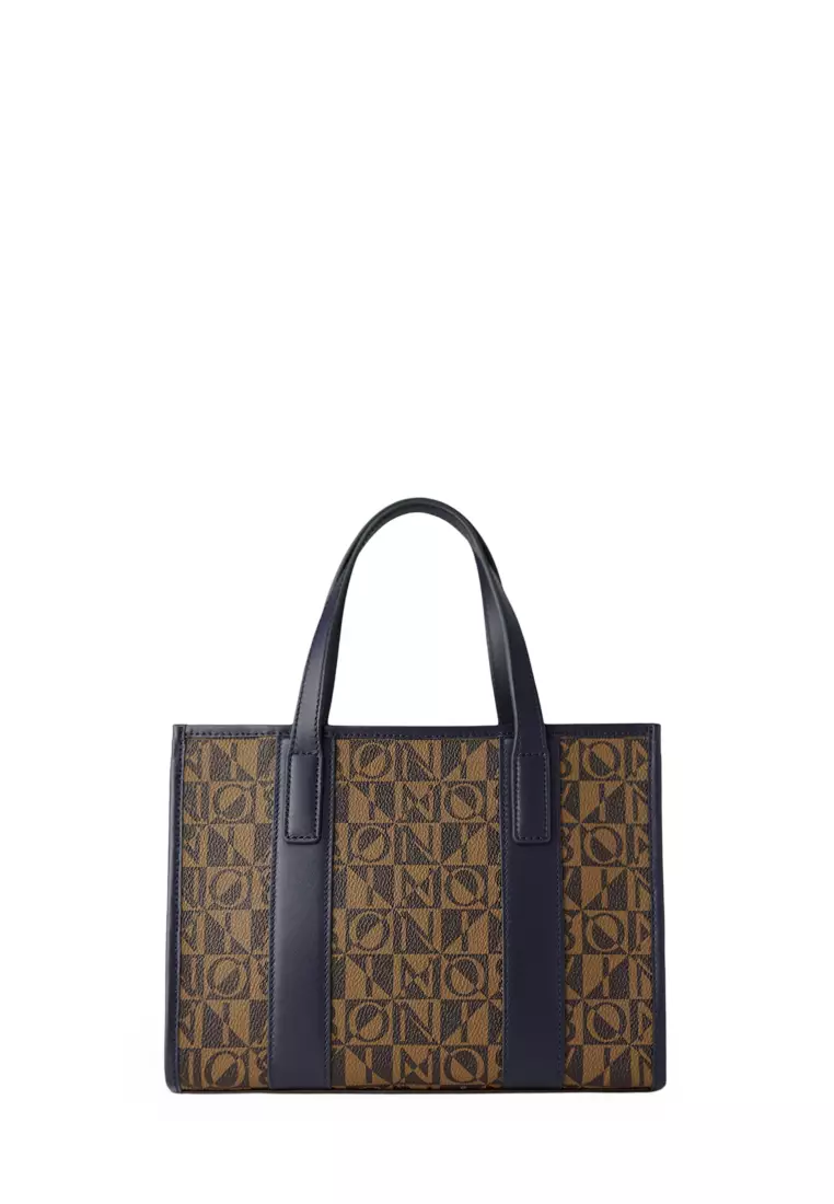 Bonia Navy Erica Small Monogram Tote Bag