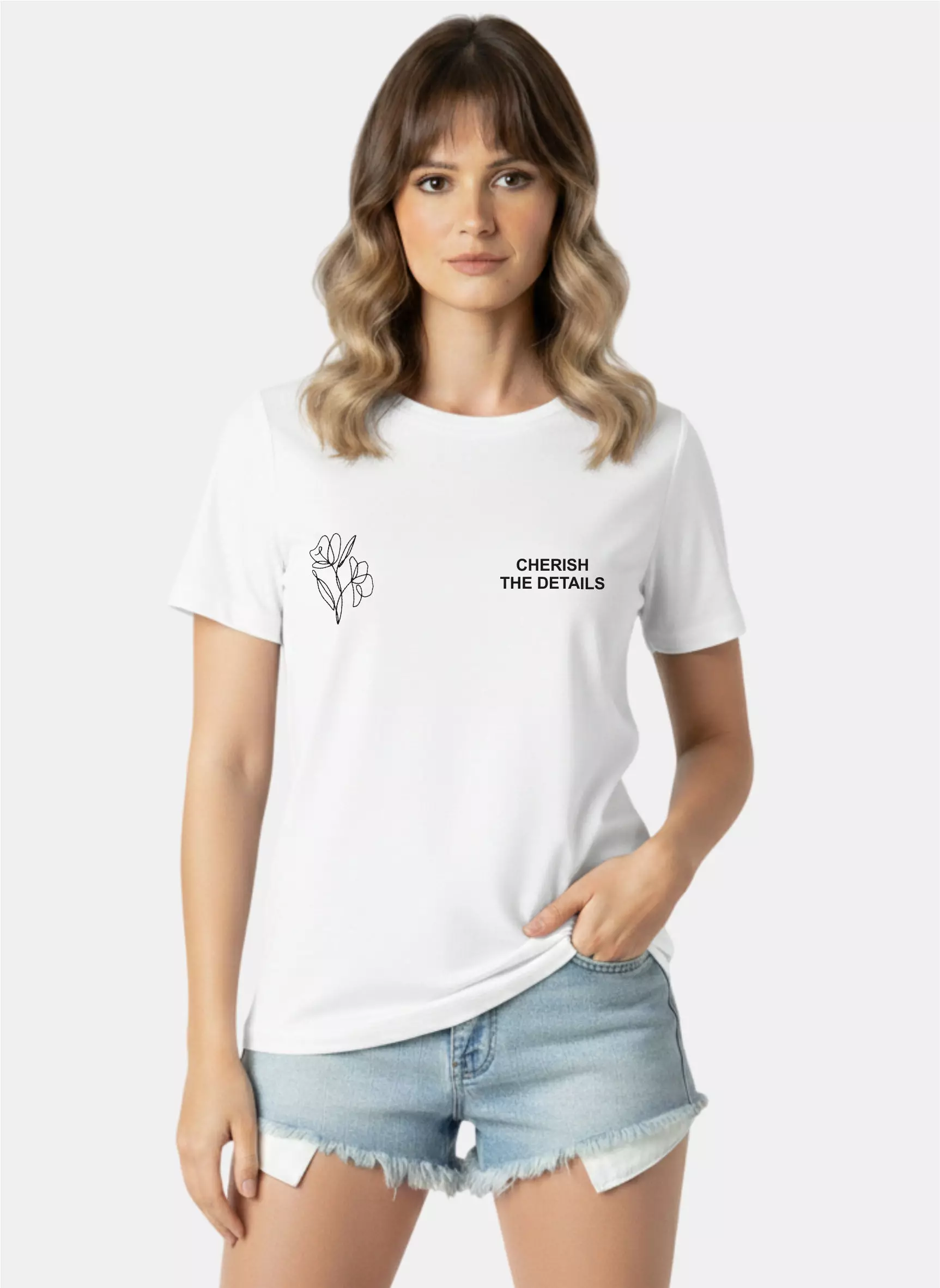 TONIQUE Kaos Wanita 24S Katun Combed Grafis Reguler Fit Putih Tshirt POISE Cotton Combed 24S Graphic Tshirt Regular Fit White Tshirt