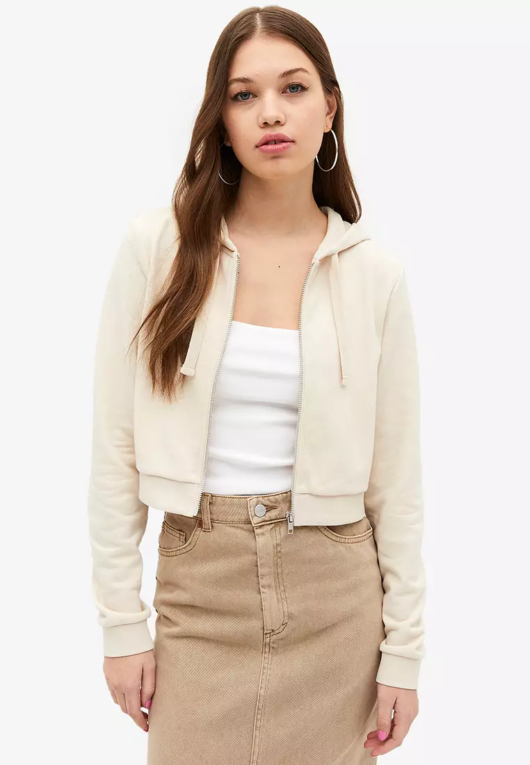 White zip front outlet hoodie