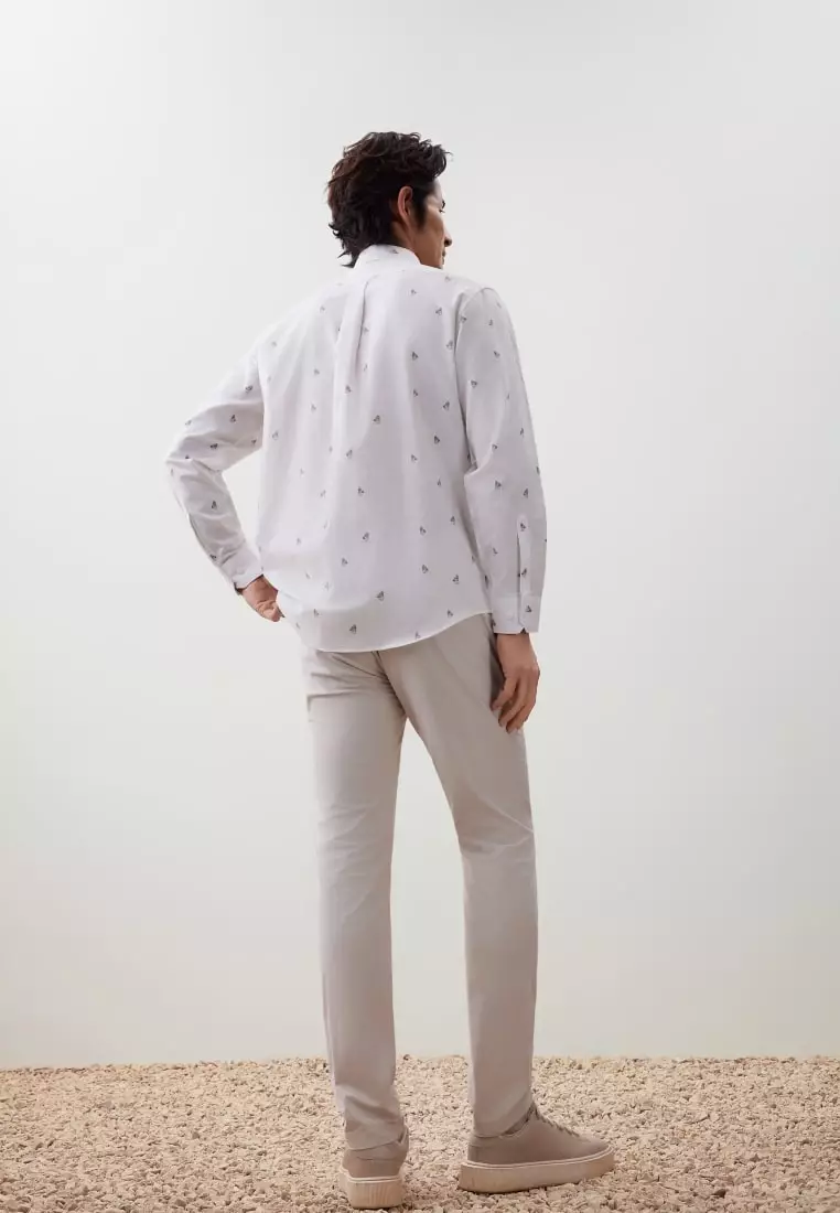 G2000 Wrinkle-Free Mini Horse Digital Print Comfort Fit Oxford Casual Shirt