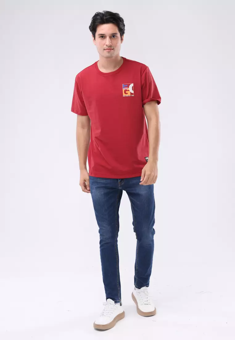 Round Neck Streaky Short Sleeves