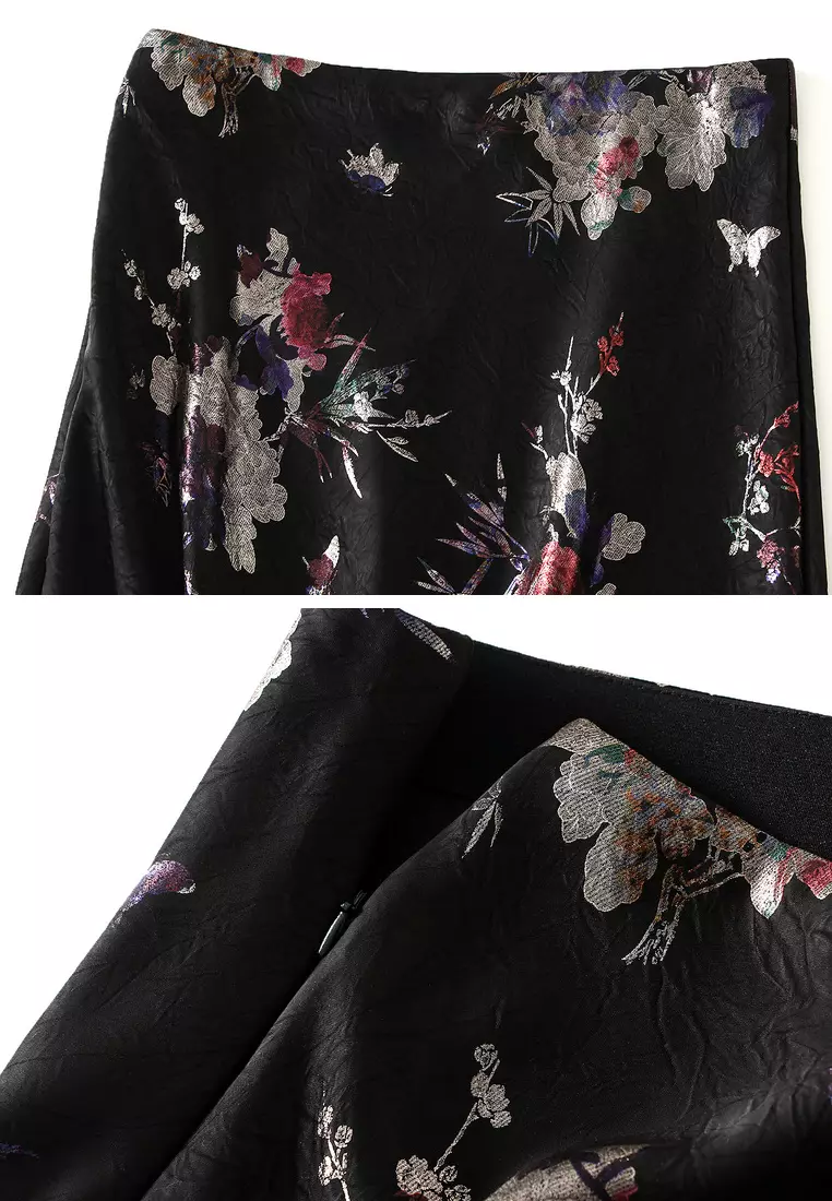 Gilded Print Fishtail Skirt‌ AF9902-5