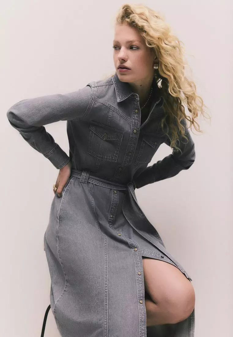 Denim Maxi Shirt Dress