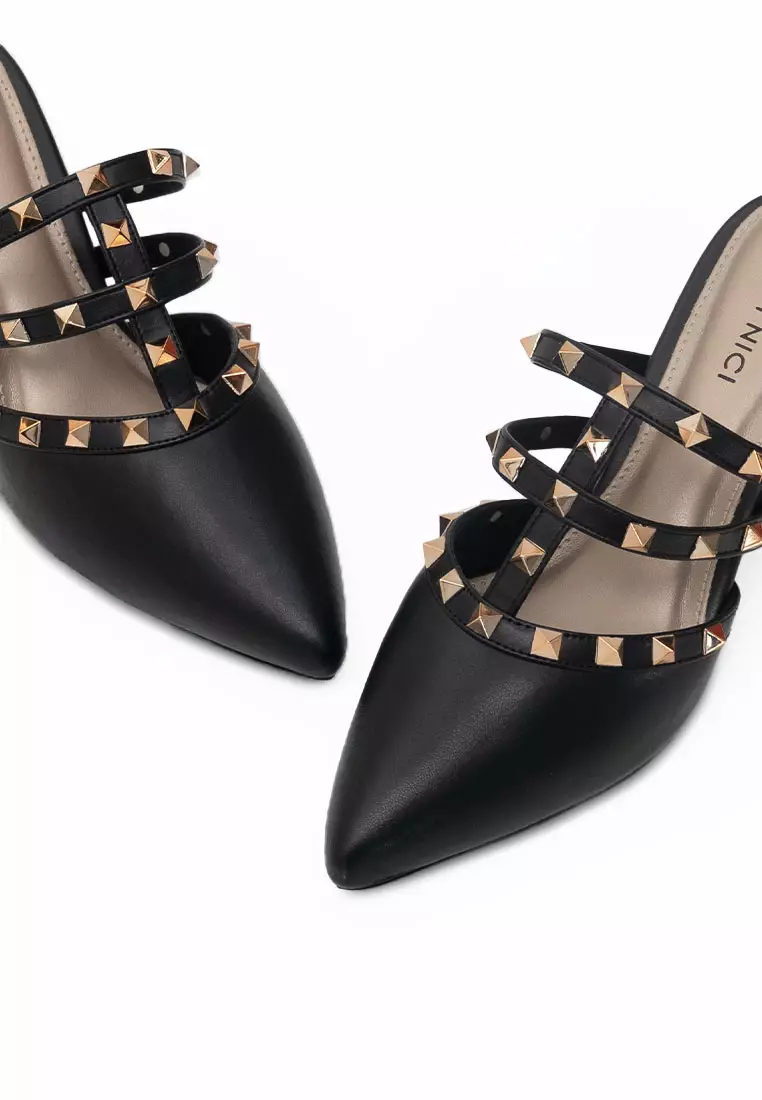 VIVI NICI - Annchi Sandal Mules Hak 7 cm Black Solid