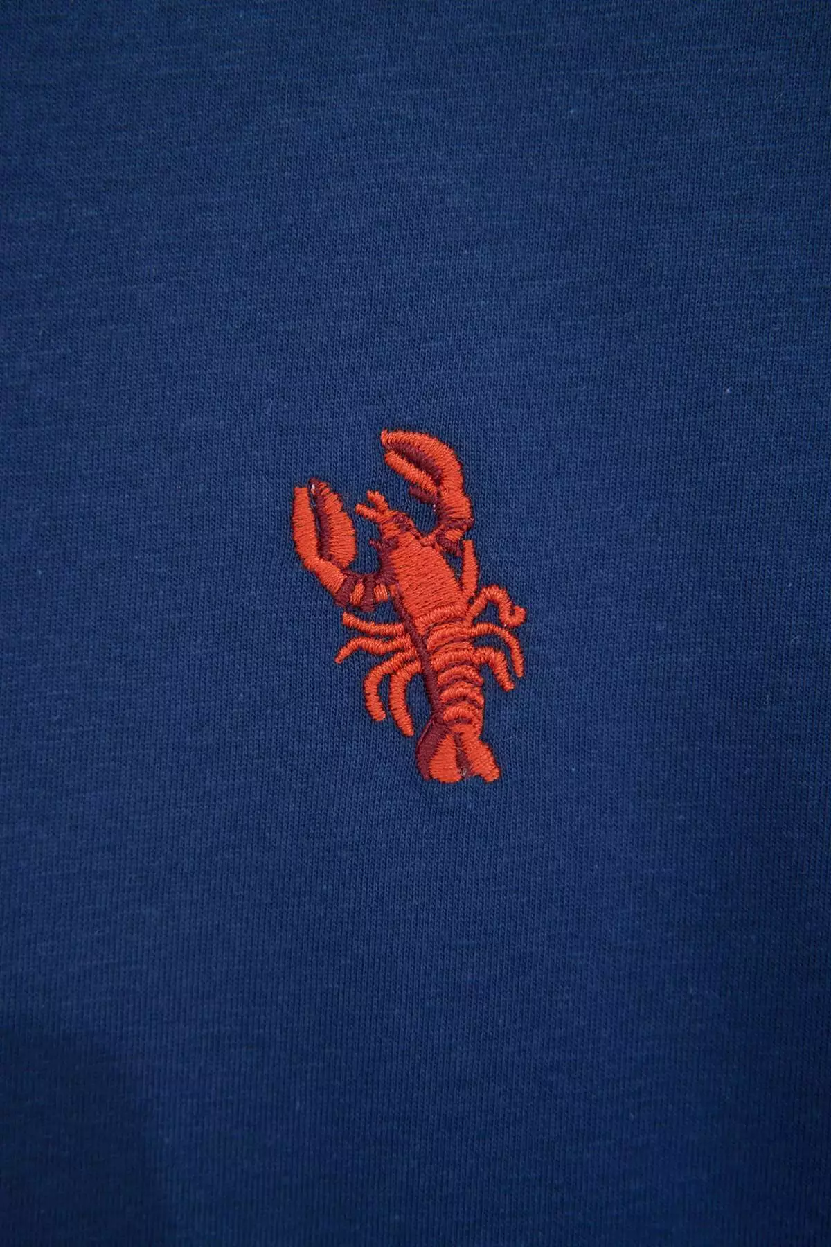 Navy Blue Lobster Embroidered Oversize/Relaxed Cut 100% Cotton T-Shirt Tmnss22Ts0318
