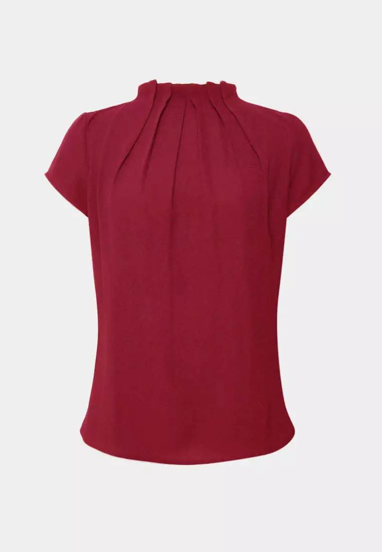 Olivia Pleated High Neck Top