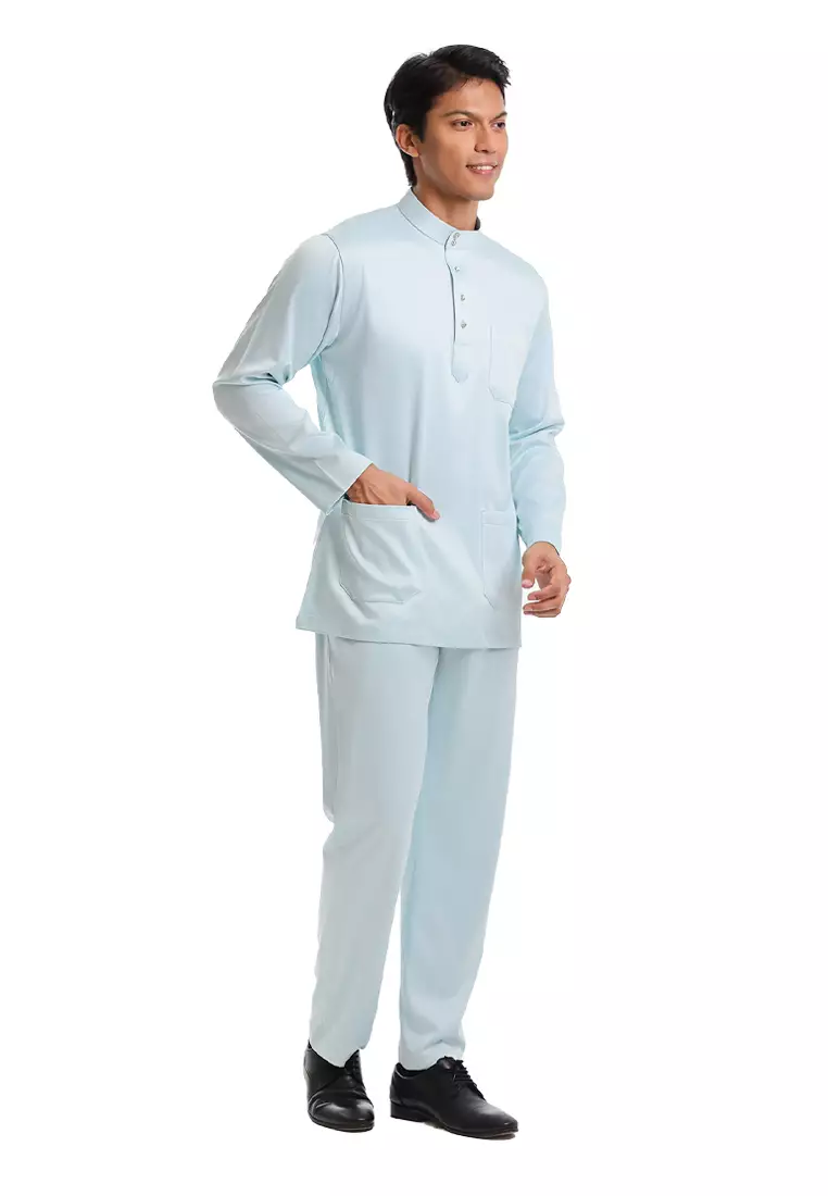 Alain Delon Baju Melayu Cekak Musang Dewasa - 19026005-31TintedAquaBlue